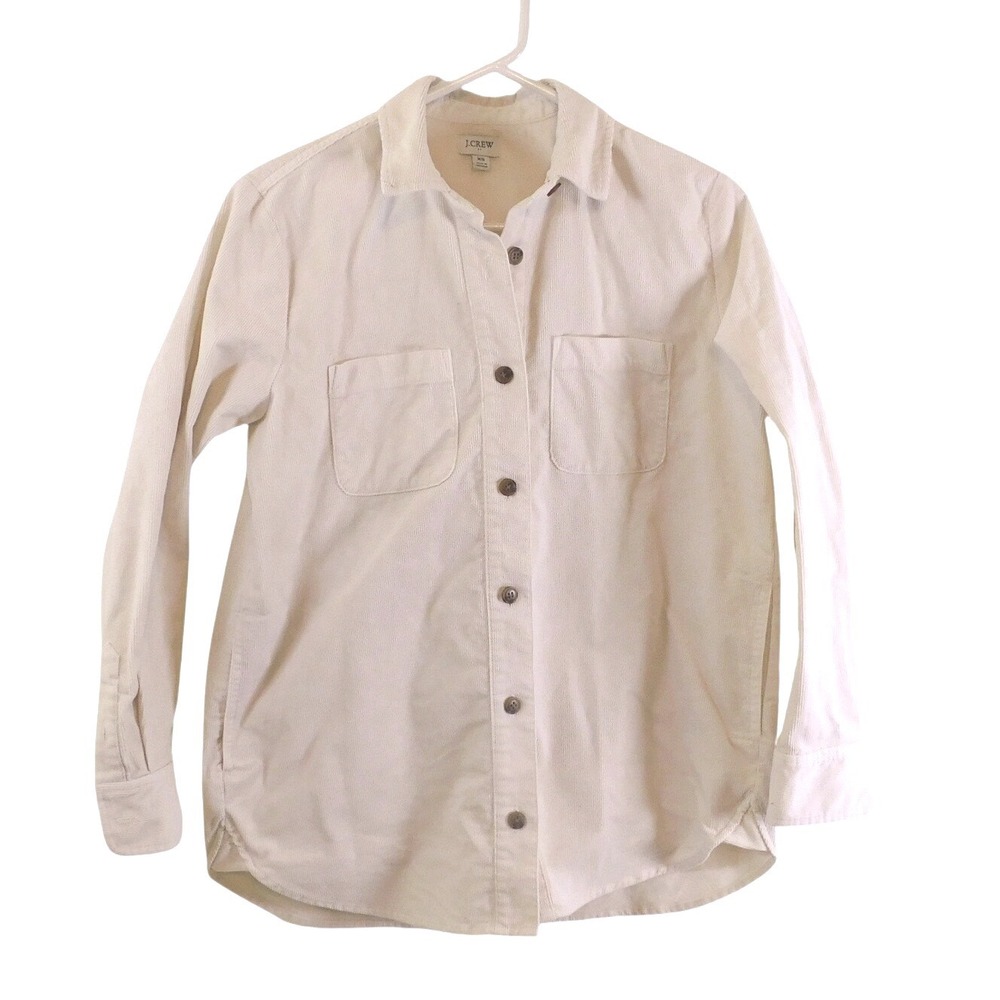 J Crew Ivory Corduroy Shacket XS Womens Re-Imagined Button Down Shirt Jacket‎